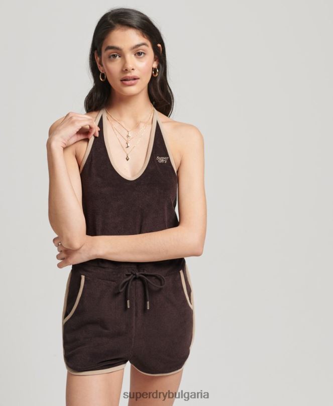 Superdry облекло N00H4103 кафяво Жени ретро хавлиен костюм за игра