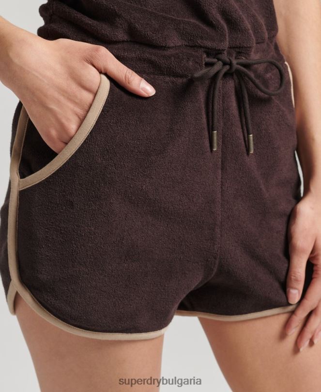 Superdry облекло N00H4103 кафяво Жени ретро хавлиен костюм за игра