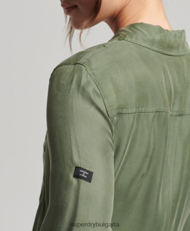 Superdry облекло N00H4104 зелено Жени Купро гащеризон с дълги ръкави