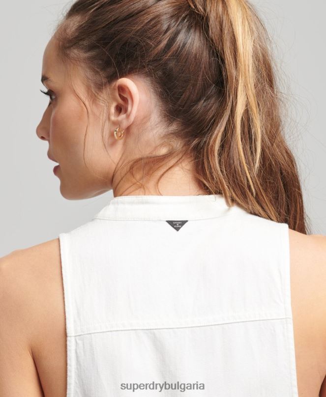 Superdry облекло N00H4105 бяло Жени гащеризон без ръкави tencel