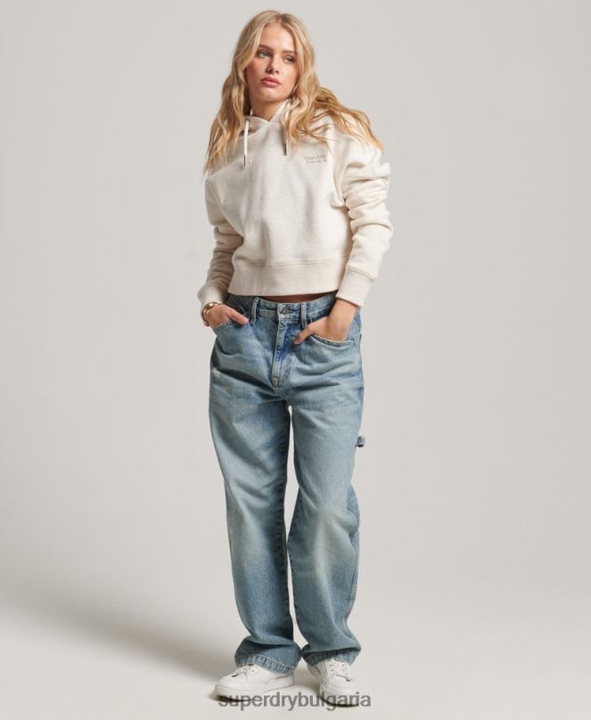 Superdry облекло N00H1977 сметана Жени ретро суичър с лого