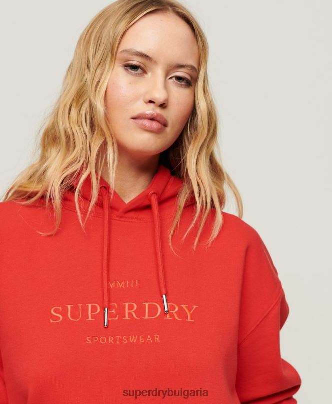 Superdry облекло N00H2018 червен Жени огромна качулка с кодова хералдика