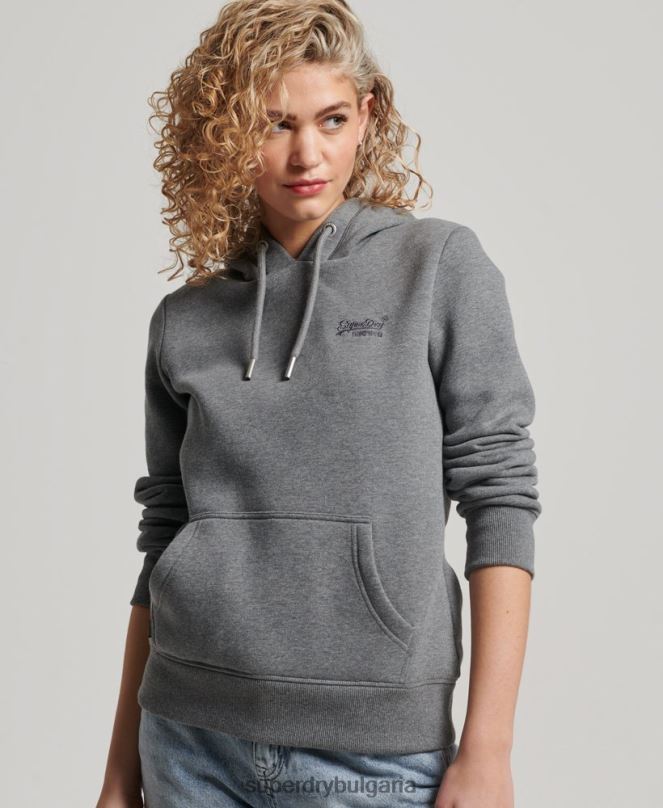 Superdry облекло N00H2151 сиво Жени ретро суичър с бродирано лого