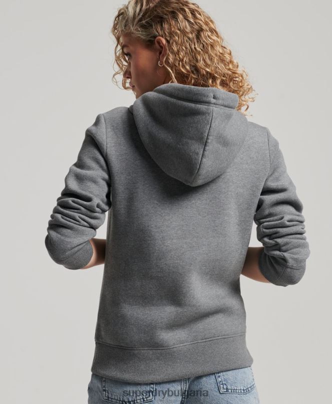 Superdry облекло N00H2151 сиво Жени ретро суичър с бродирано лого