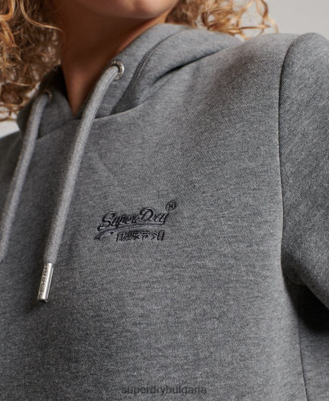 Superdry облекло N00H2151 сиво Жени ретро суичър с бродирано лого