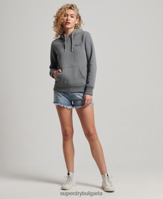 Superdry облекло N00H2151 сиво Жени ретро суичър с бродирано лого