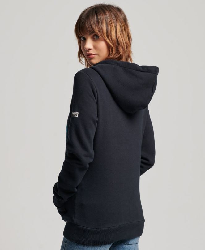Superdry облекло N00H2160 военноморски флот Жени украсена качулка