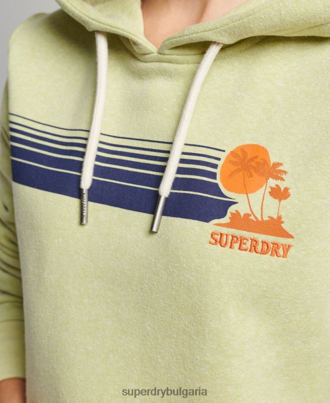 Superdry облекло N00H2168 зелено Жени реколта страхотна качулка за открито