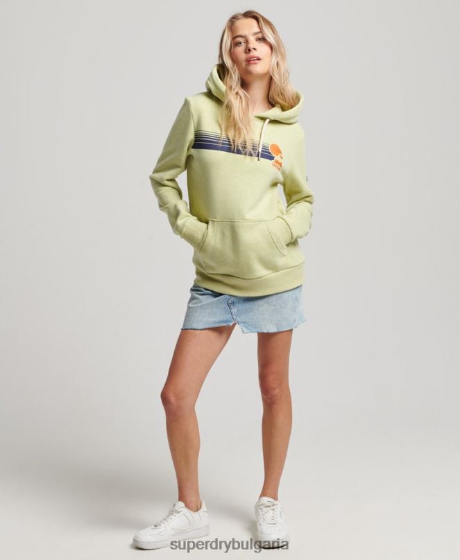 Superdry облекло N00H2168 зелено Жени реколта страхотна качулка за открито