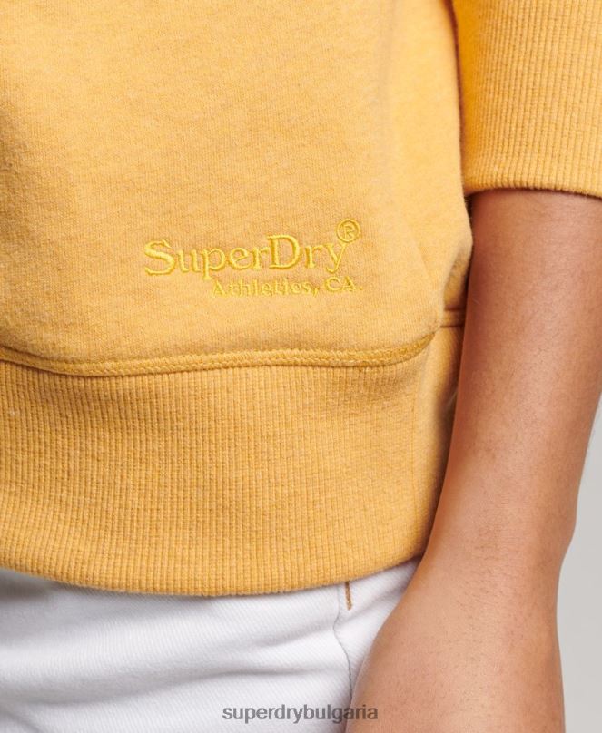 Superdry облекло N00H2186 жълто Жени ретро бродиран суичър на екипажа с лого
