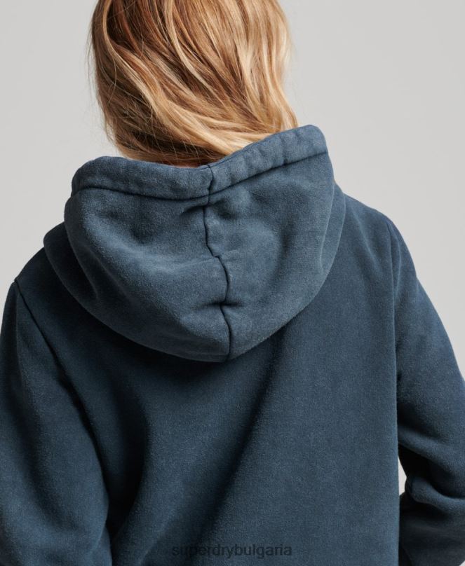 Superdry облекло N00H2192 военноморски флот Жени ретро дъгова качулка с цип