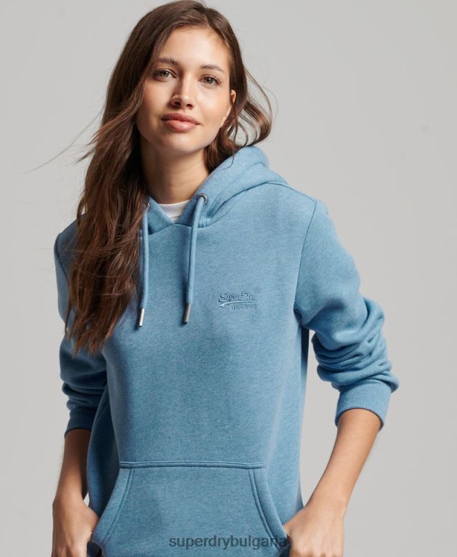 Superdry облекло N00H2194 син Жени ретро суичър с бродирано лого