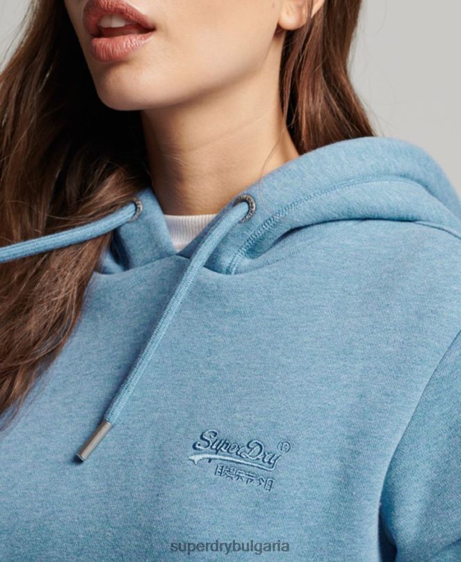 Superdry облекло N00H2194 син Жени ретро суичър с бродирано лого