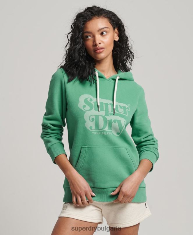 Superdry облекло N00H2202 зелено Жени ретро сенчеста качулка