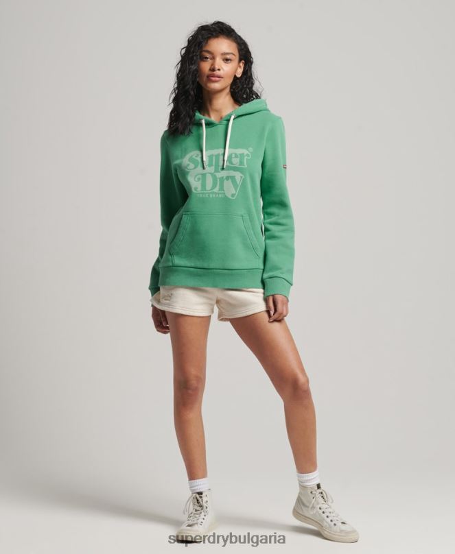 Superdry облекло N00H2202 зелено Жени ретро сенчеста качулка