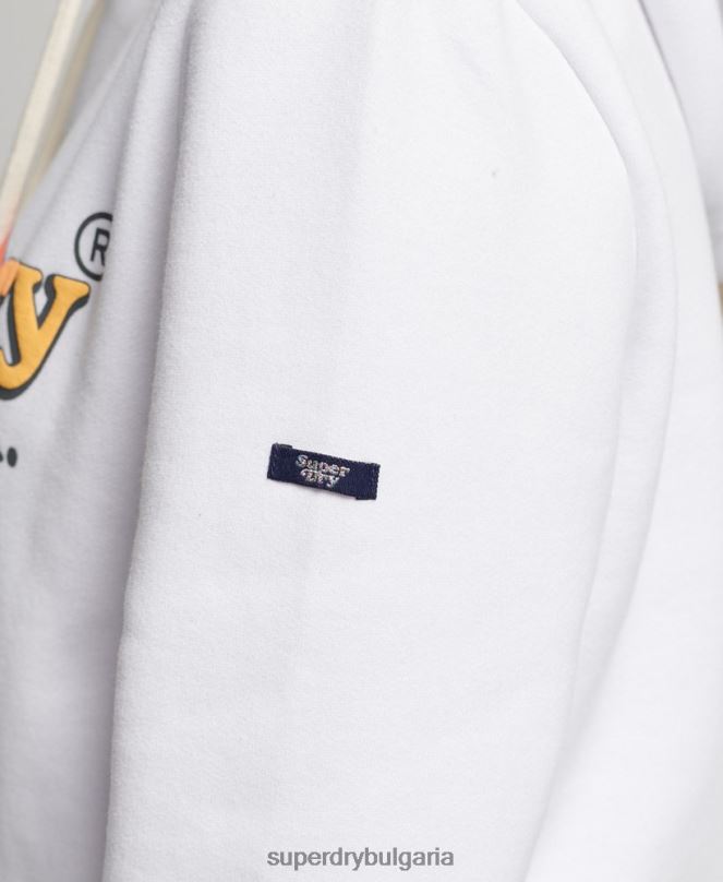 Superdry облекло N00H2206 бяло Жени ретро дъгова качулка
