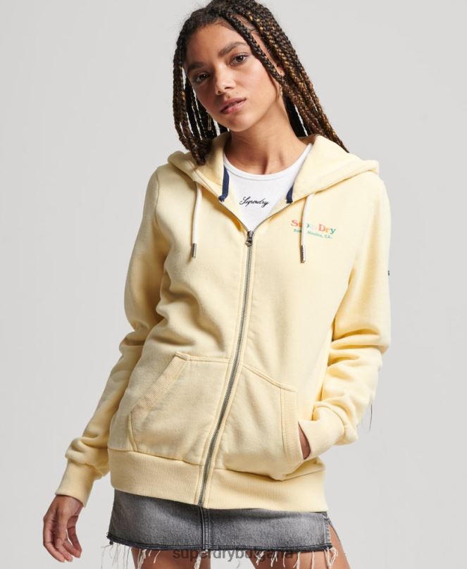 Superdry облекло N00H2208 жълто Жени ретро дъгова качулка с цип