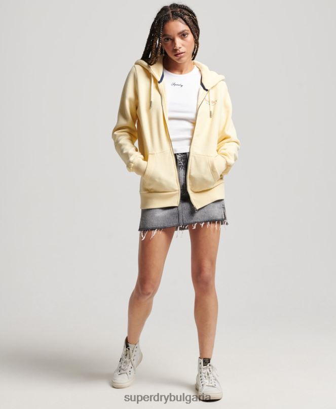Superdry облекло N00H2208 жълто Жени ретро дъгова качулка с цип