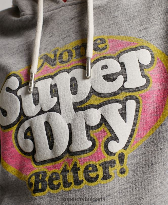 Superdry облекло N00H2224 сиво Жени класически суичър с качулка Cooper