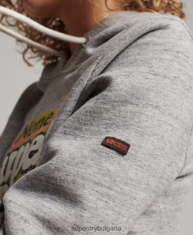 Superdry облекло N00H2224 сиво Жени класически суичър с качулка Cooper