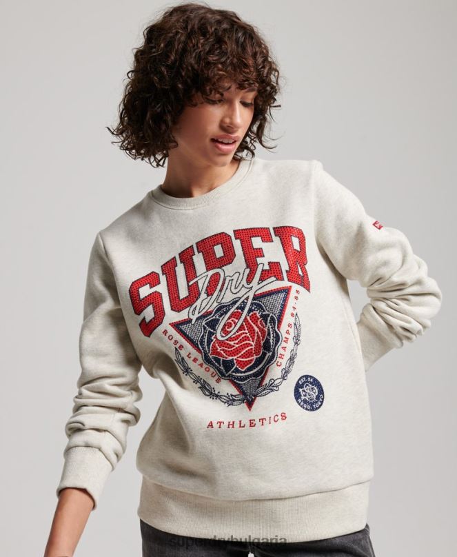 Superdry облекло N00H2228 сметана Жени винтидж франчайз суичър на екипажа