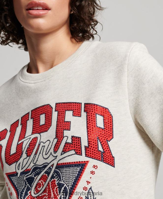 Superdry облекло N00H2228 сметана Жени винтидж франчайз суичър на екипажа