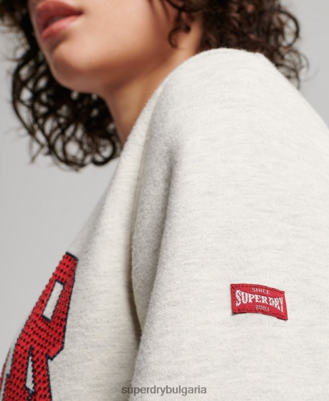 Superdry облекло N00H2228 сметана Жени винтидж франчайз суичър на екипажа