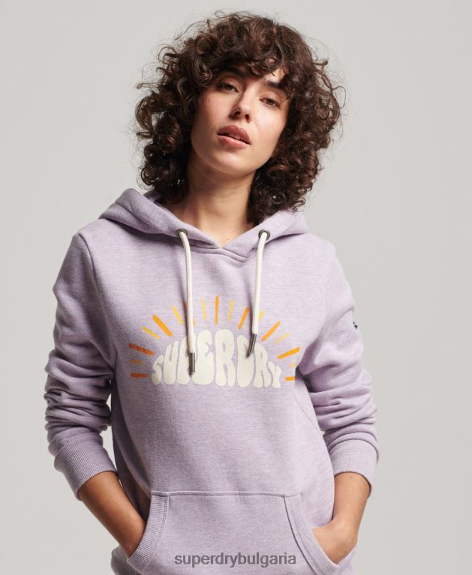 Superdry облекло N00H2235 лилаво Жени винтидж носталгия качулка