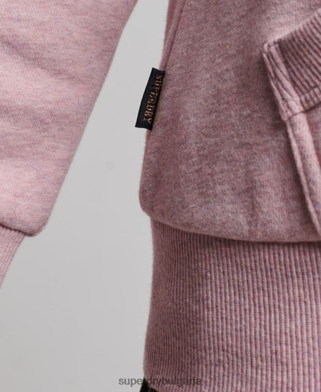Superdry облекло N00H2239 розово Жени ретро суичър с цип с лого