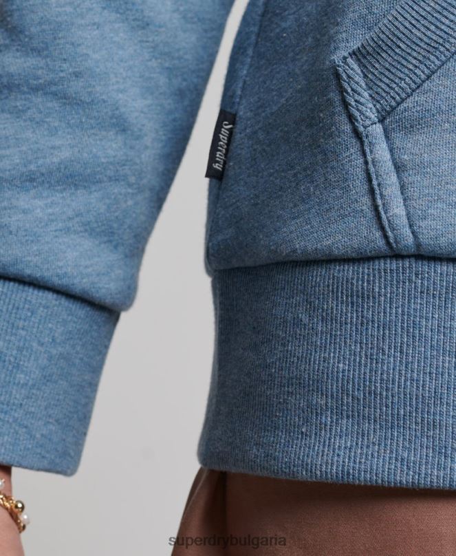 Superdry облекло N00H2241 светло синьо Жени ретро релефна качулка от купър