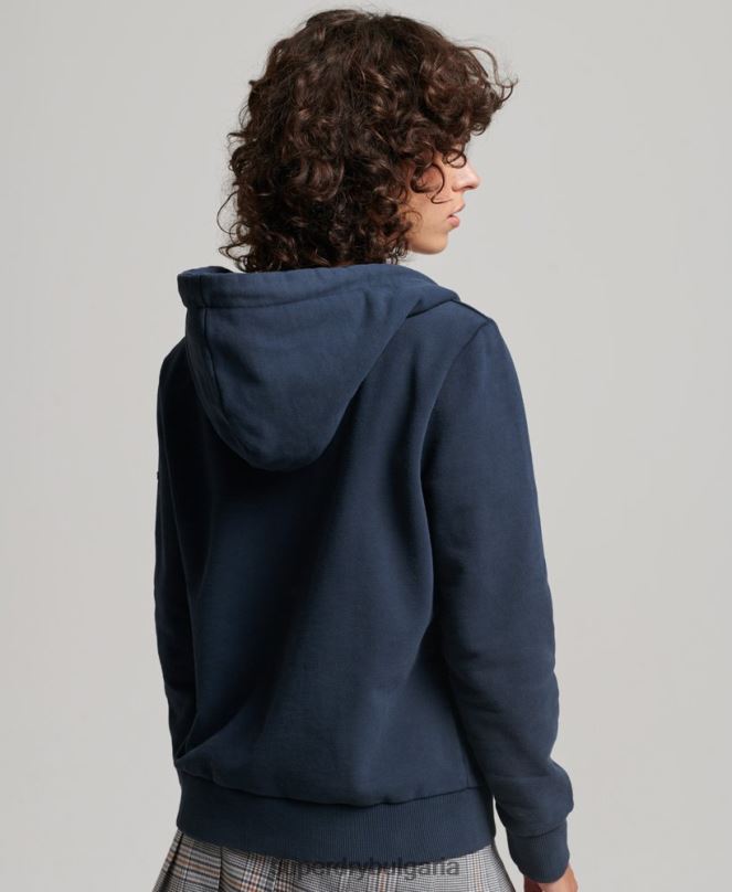 Superdry облекло N00H2242 военноморски флот Жени ретро дъгова качулка с цип