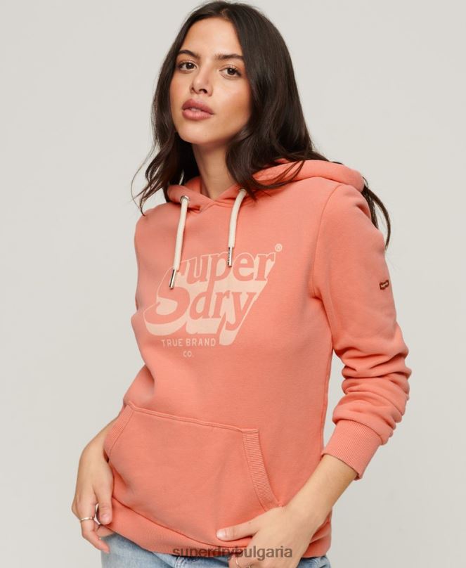 Superdry облекло N00H2243 корал Жени ретро сенчеста качулка