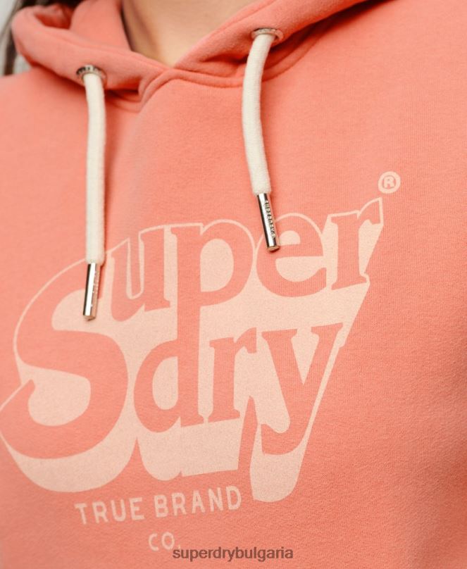 Superdry облекло N00H2243 корал Жени ретро сенчеста качулка