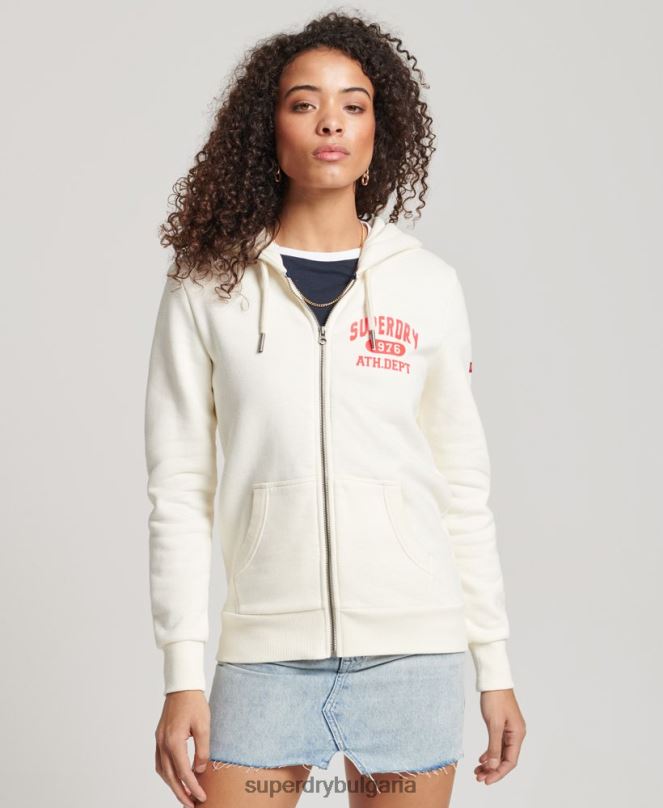 Superdry облекло N00H2251 бяло Жени винтидж спортна качулка с цип