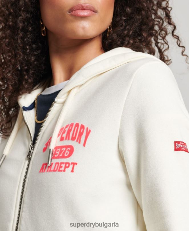 Superdry облекло N00H2251 бяло Жени винтидж спортна качулка с цип