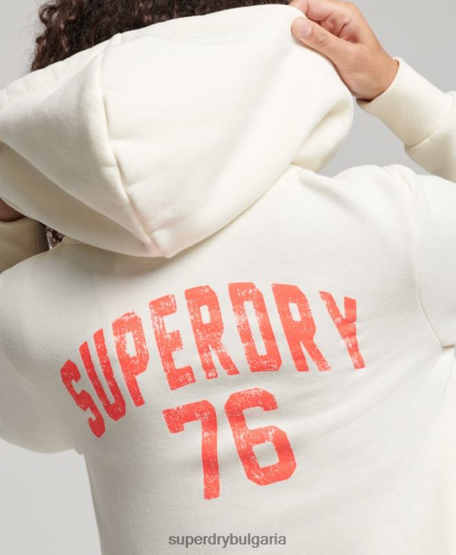 Superdry облекло N00H2251 бяло Жени винтидж спортна качулка с цип