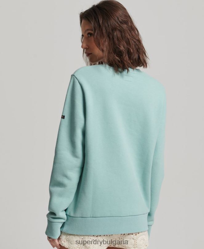 Superdry облекло N00H2253 зелено Жени ретро суитшърт с лого на екипажа