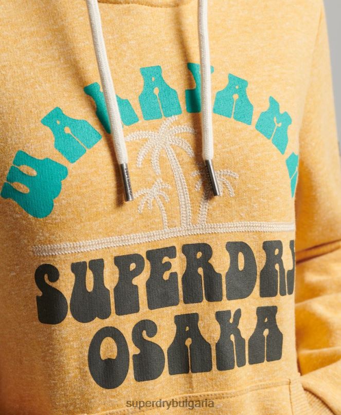 Superdry облекло N00H2258 жълто Жени реколта страхотна качулка за открито
