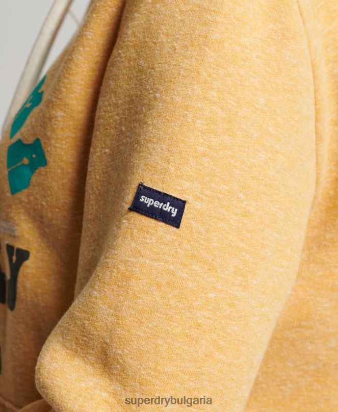 Superdry облекло N00H2258 жълто Жени реколта страхотна качулка за открито