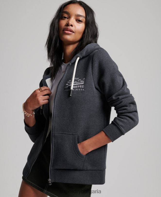 Superdry облекло N00H2260 военноморски флот Жени ретро суичър с цип с лого