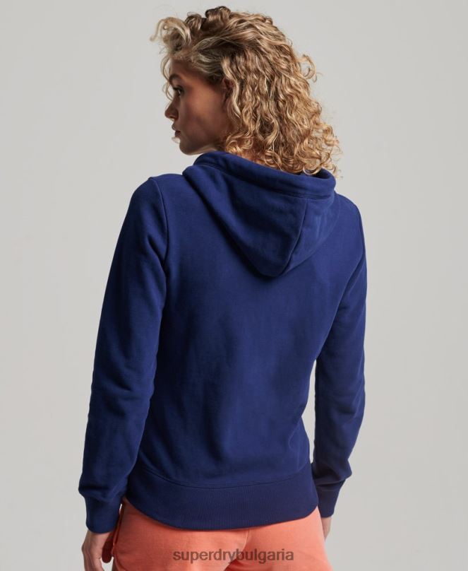 Superdry облекло N00H2261 син Жени ретро суичър с цип с бродирано лого