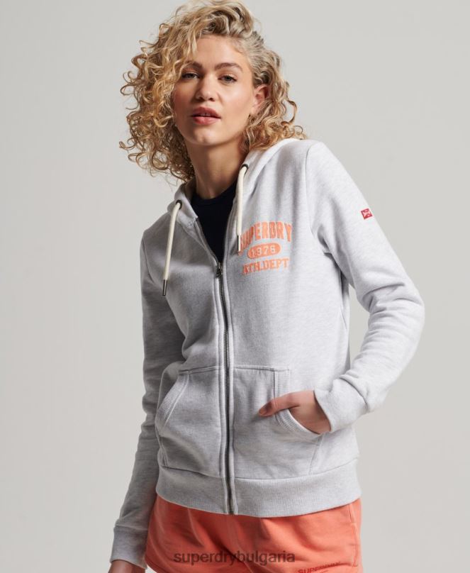 Superdry облекло N00H2262 светло сив Жени винтидж спортна качулка с цип