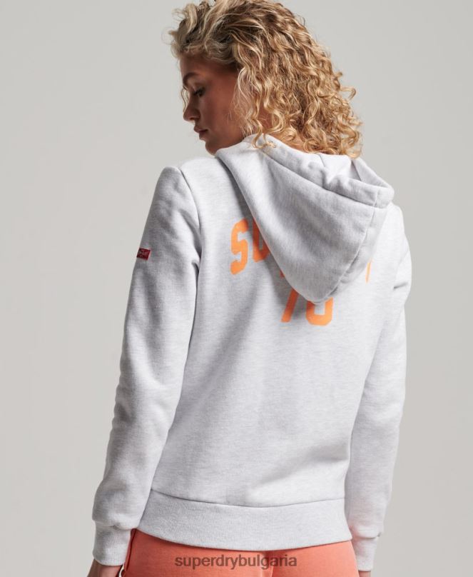 Superdry облекло N00H2262 светло сив Жени винтидж спортна качулка с цип