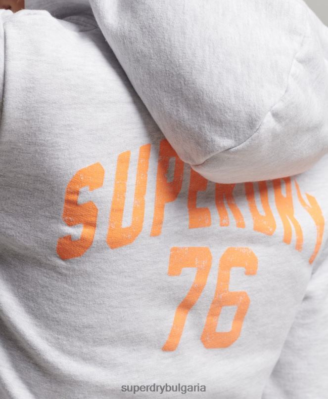 Superdry облекло N00H2262 светло сив Жени винтидж спортна качулка с цип