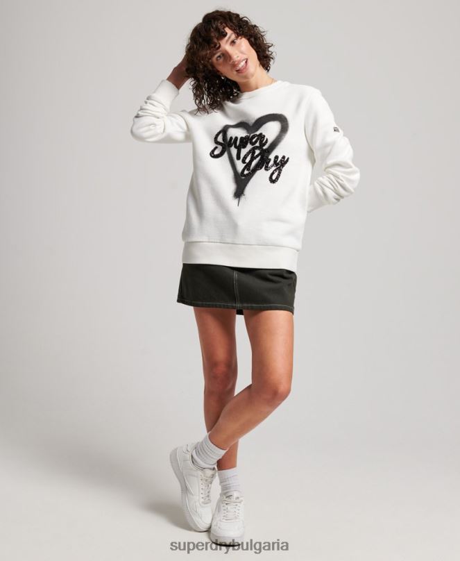 Superdry облекло N00H2263 бяло Жени украсен суичър на екипажа