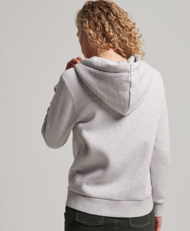 Superdry облекло N00H2277 светло сив Жени ретро суичър с цип с лого