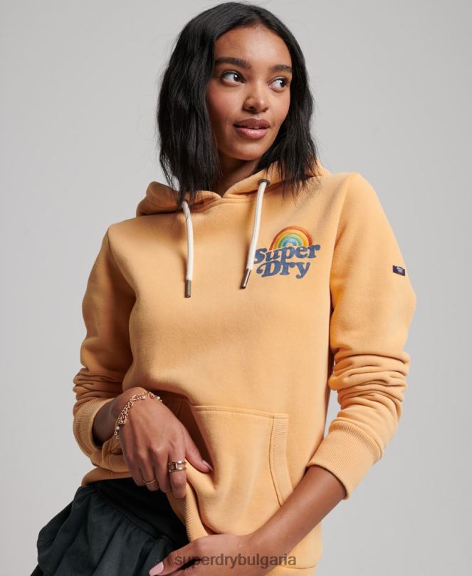 Superdry облекло N00H2280 кафяво Жени ретро дъгова качулка