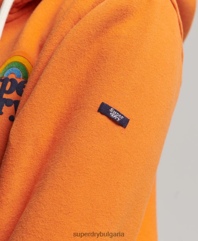 Superdry облекло N00H2288 оранжево Жени ретро дъгова качулка с цип