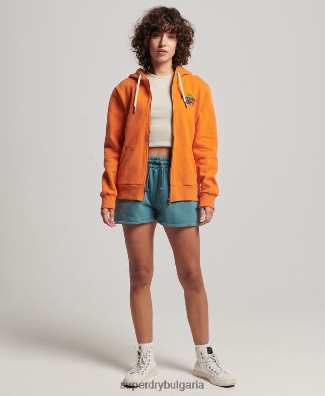 Superdry облекло N00H2288 оранжево Жени ретро дъгова качулка с цип