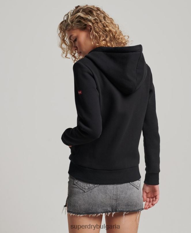 Superdry облекло N00H2293 черен Жени реколта колегиална качулка с цип
